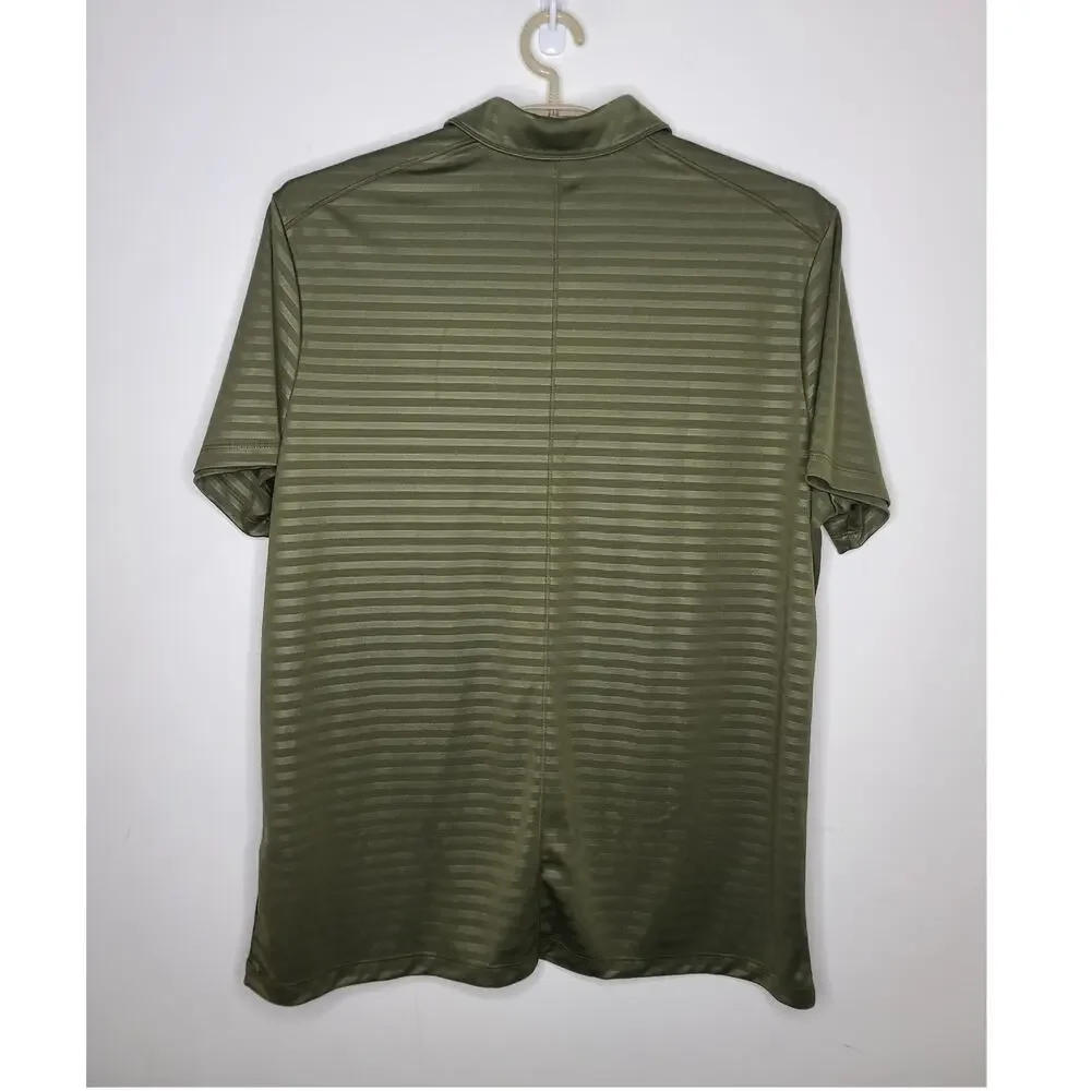 Nike Dri-fit green striped short sleeve polo shirt - XL